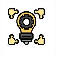 A light bulb surrounded by puzzle pieces vector