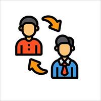 Two people are connected by an arrow vector