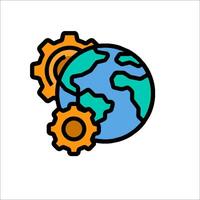 A globe with gears and a cogwheel vector
