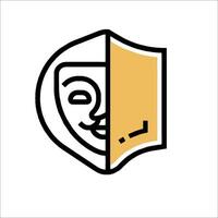A logo with a mask and shield on it vector