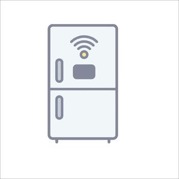 A refrigerator with wifi icon on a white background vector