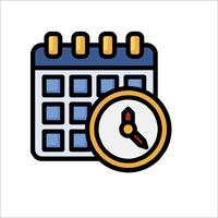 A calendar and clock icon on a white background vector