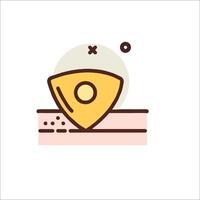 A yellow and orange slice of bread with a slice of cheese on top vector