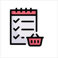 A checklist with a shopping basket and a pen vector