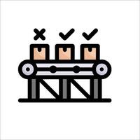 A line icon of a conveyor belt with a check mark vector