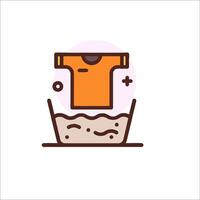 A shirt in a bowl with a towel on top vector