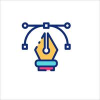 A pen and a pencil icon with a line connecting them vector