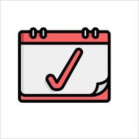 A calendar icon with a tick mark on it vector