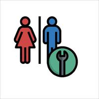 A man and woman are standing next to a toilet and a wrench vector