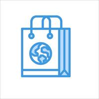 Shopping bag icon with globe inside vector
