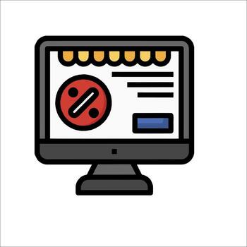 A computer monitor with a red cross on it vector