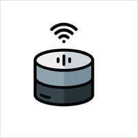 A black and white image of a speaker with wifi vector