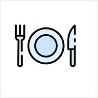 A plate, fork and knife icon on a white background vector