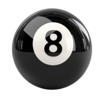Black billiard ball with number eight, cut out png