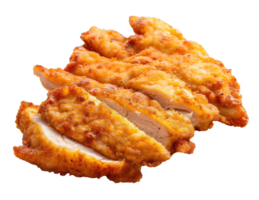Sliced chicken schnitzel isolated on transparent background png