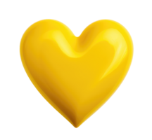 Glossy yellow heart isolated on transparent background png