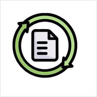 A green and white circular icon with a document in it vector