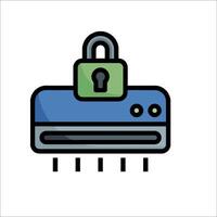 A computer with a padlock on it vector