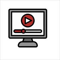 A computer monitor with a play button on it vector