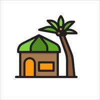 A small house with a palm tree in the background vector
