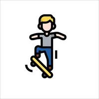 A man riding a skateboard in a line drawing vector