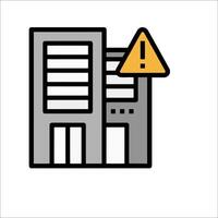 A building with a warning sign on it vector