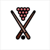 Two crossed pool cues with balls on top of them vector