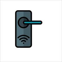 A flat icon of a door handle with a wifi symbol vector