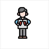 A man with a heart in his hand icon vector