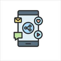 A smartphone with a social network icon vector