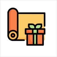 A gift box and a roll of paper with a gift inside vector