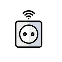 A black and white icon of a wifi socket vector