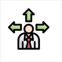 Businessman with arrows pointing to different directions vector