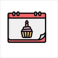Calendar icon with a cupcake on it vector