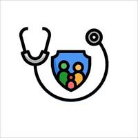 A stethoscope with a shield and people inside vector