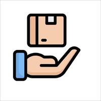 Hand holding a box icon illustration vector