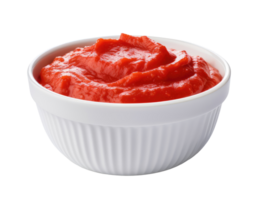 White bowl with tomato paste isolated on transparent background png