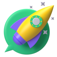 Rocket and Bubble Chat 3D Icon png