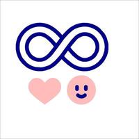 A smiley face and an infinity symbol on a white background vector