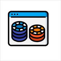 A casino chip icon on a computer screen vector