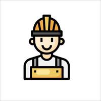 A man in a hard hat and overalls icon vector