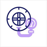 A purple and blue icon of a clock and a pipe vector