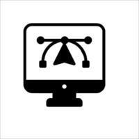 A computer monitor with a clock on it vector