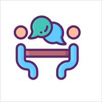 A person sitting at a table with two people talking vector