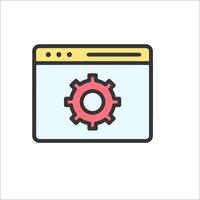 A computer screen with a gear wheel on it vector