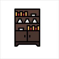 A cabinet with bottles and jars on it vector