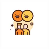 A cartoon of two people with a smiley face vector