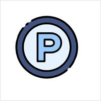A blue and white parking sign with the letter p vector