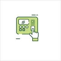 A hand pressing a button on a computer vector