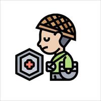 A cartoon man holding a shield and a red cross vector